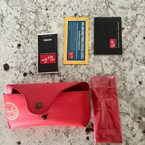 LIKE NEW Ray-Ban Polarized Aviator Sunglasses with Black Frame and Red Case Ray-Ban | Accessories | Like New Rayban Polarized Aviator  main image 2